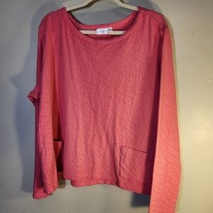 Prairie Cotton‎ Boxy Pink Long Sleeve Top Sz XL